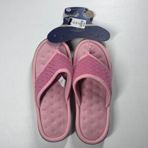 Isotoner Women Large (8.5-9) Iced Strawberry Pink Spa Thong Slippers Comfort NEW